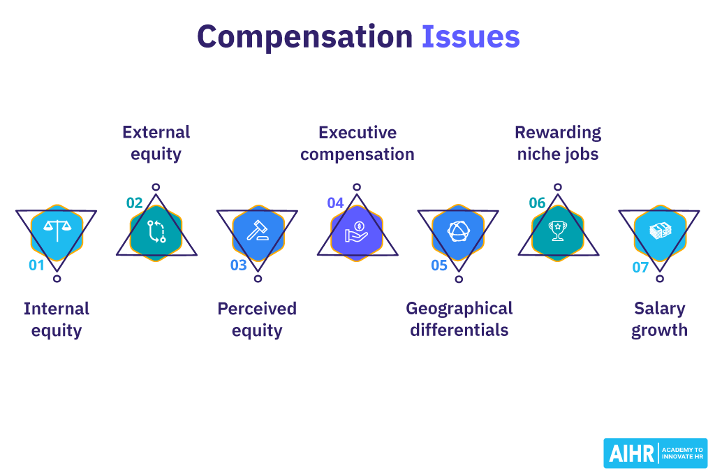 Common compensation issues to handle include: Internal and external equity, executive compensation, salary growth & more.
